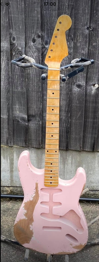 Relic Shell Pink Stratocaster Style Guitar Kit