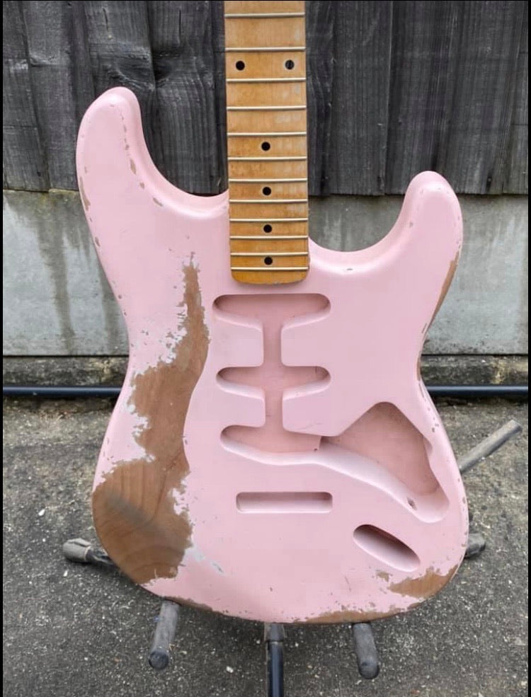 Relic Shell Pink Stratocaster Style Guitar Kit