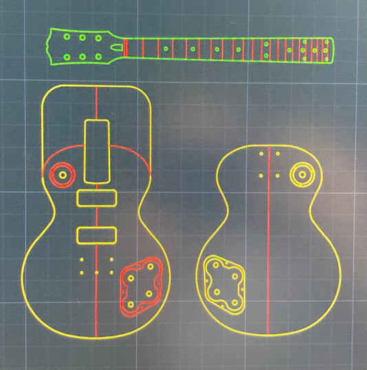 Guitar Template - LP No Cut Style -  Dual P90 Bolt On