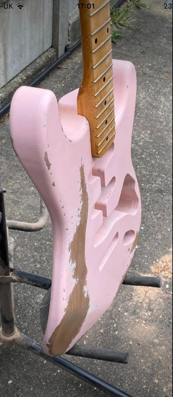 Relic Shell Pink Stratocaster Style Guitar Kit